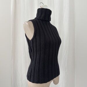 Sold - Black Turtleneck Sleeveless Sweater